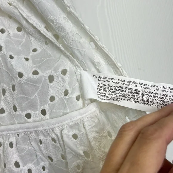 Zara - Embroidered White Open Front Ruffle With Bell Sleeves Jacket Size Medium - Picture 12 of 14